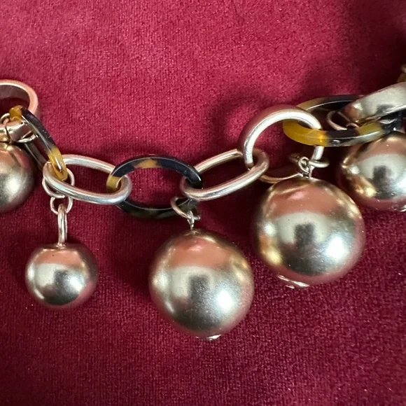 J. Crew Silver Charm Necklace with Black and Gold Chain - Picture 4 of 6